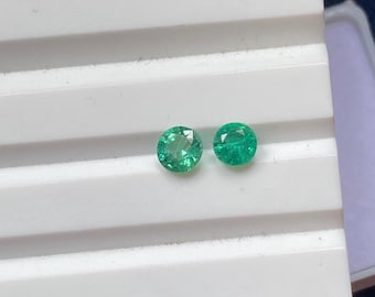 4 MM Round Emerald Diamond Cut Pair
