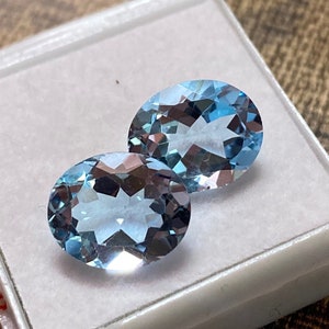 2 Peaces Lot  Natural Sky Blue topaz Oval 9X11mm, Pair of Sky blue topaz Faceted Gemstone, Genuine Loose Topaz Stones, Jewellery Supplies