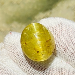 Cabochon oeil de chat naturel vert pomme, non chauffé, non traité, 100 % naturel, ovale, poli, cabochon 23,80 ct pour la fabrication d'une bague pendentif 18 x 16
