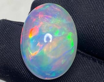 11.30 Carat Natural Ethiopian White Opal Loose Gemstone , Play Of Color, October Birthstone