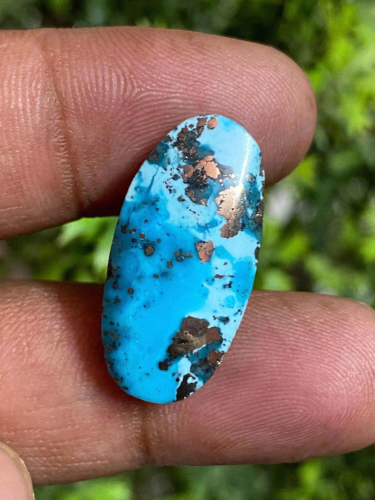 Blue Bisbee Turquoise Gemstone Pyrite Cabochon, 18cts - Etsy