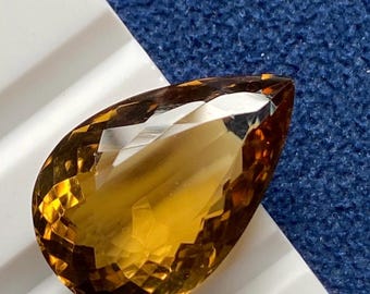 12 Carat Natural Honey Quartz | Pear Shape, Brazil Mined