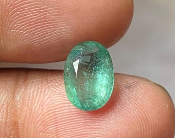 Natural Zambian Emerald Oval - Bluish Green Gemstone 2.45ct Loupe Clean Emerald