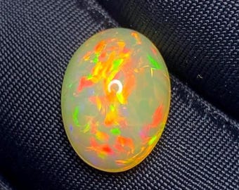 Natural Ethiopian Opal Cabochon Oval Loose Stone Rainbow Fire Opal Flashy Ethiopian Welo Fire Opal 9x11 mm