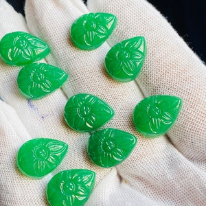 Makellose schnitzen Hydro Smaragd sambische Birnenpaare 12X17MM Erstaunliche handgemachte geschnitzte Blumen Smaragdschmuckherstellung Edelstein schnitzen,
