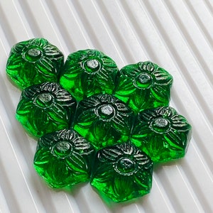 Hidro esmeralda hexágono gravado à mão, 14mm, pares esculpidos, pedras preciosas, esmeralda natural, trabalho artesanal, antiguidades facetadas soltas, escultura de trabalho