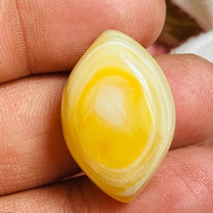 Cabochon jaune et blanc véritable marquise Aqeeq, pierre d'agate Akik, calligraphie islamique, figurine de gravure cabochon en oeil AA non traité 34,20 CTS