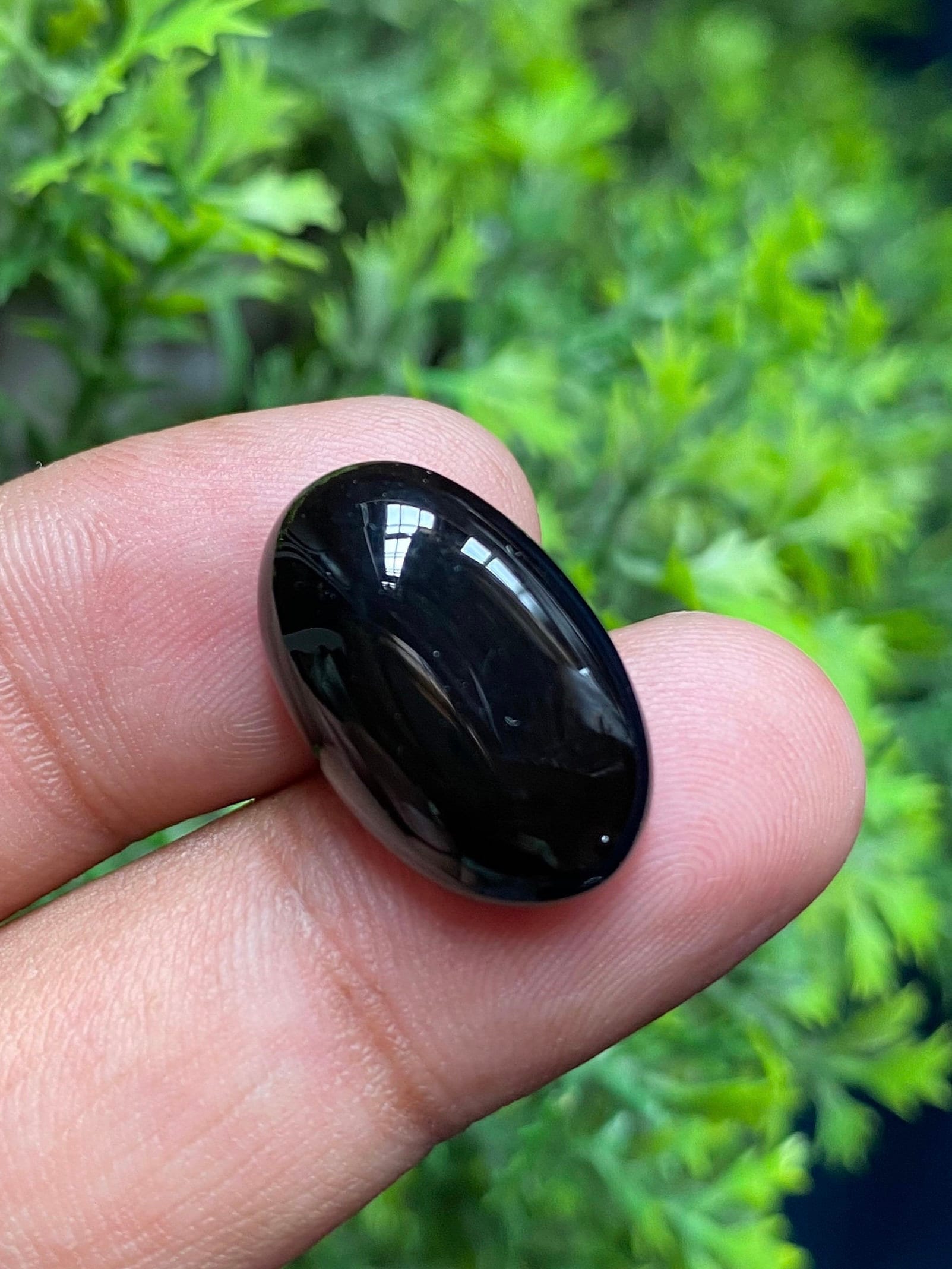 Jatte Black Aqeeq / Natural Black Hakik - Pure Black Akik - Oval