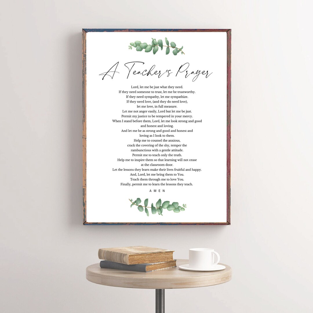 A Teacher's Prayer, Wall Art Teacher Printable, Teacher Decor, A ...