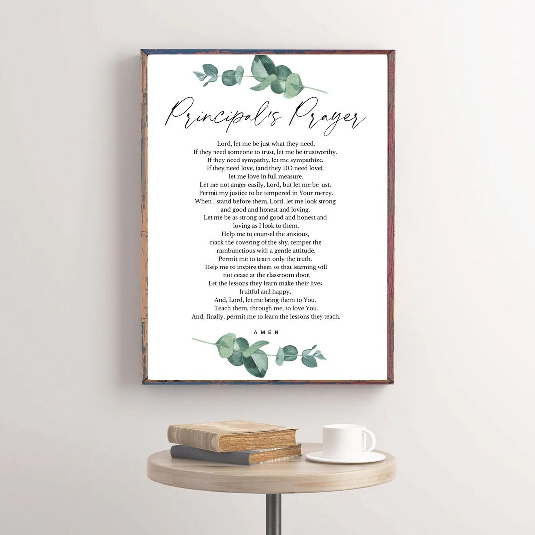Principal Prayer, a Prayer for Principal Printable Gift, Principal Gift