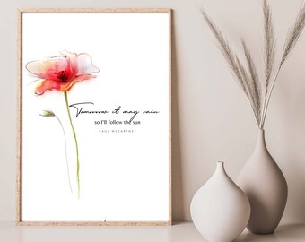 Gift for Mom, Red Poppy Art Print quote, Red Poppy Printable quote, Poppy Flower Print Inspirational Quote, Poppy flower art, Minimalist art