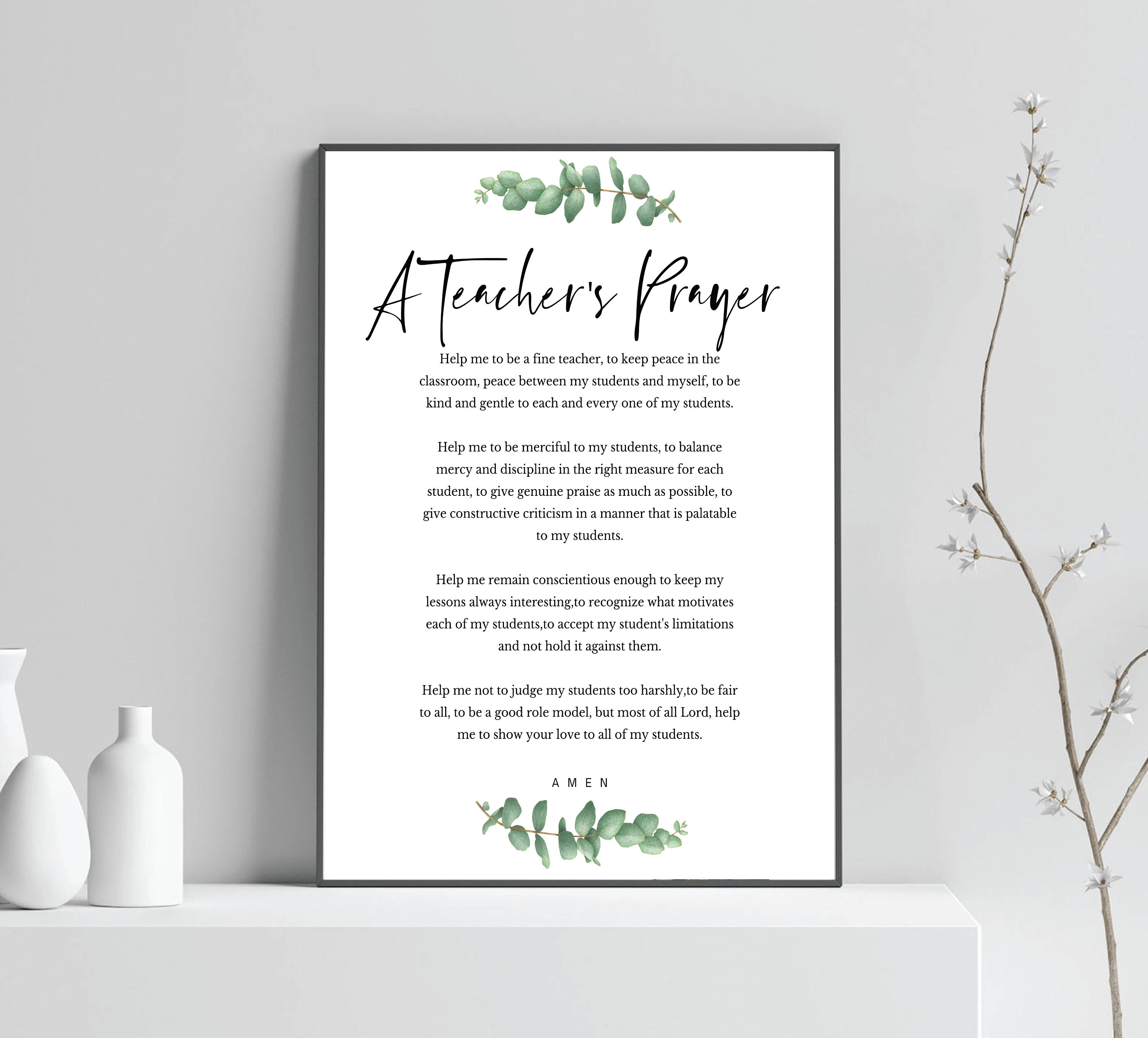 Teachers Prayer, a Prayer for Teacher Printable Gift, Teachers Gift ...