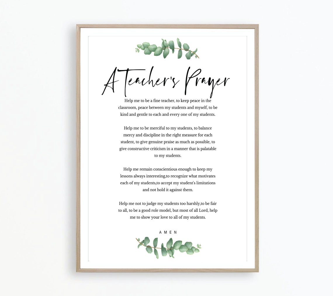 A teacher's prayer printable Teacher Gift Teacher Wall | Etsy