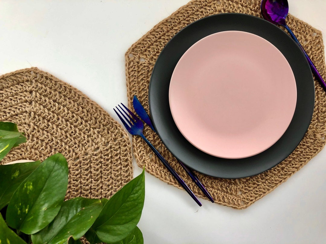 Jute Placemat Hexagonal Handcrocheted Jute Placemats Beige Etsy 日本