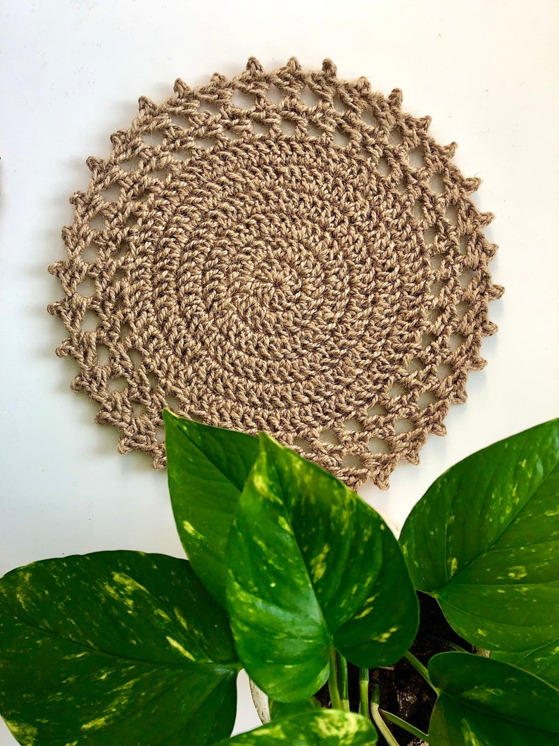 Crochet Jute Placemat With the Lace Lace Handmade Placemat Etsy