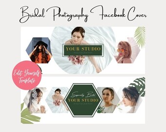 Bridal Photographer Facebook Cover Template: Photo Collage (Canva)