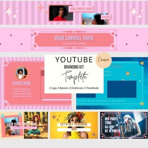 Color Pop YouTube Branding Kit Editable in Canva | Minimal Clean Branding | YouTube Channel Art, End Card, Logo, Video Thumbnails and Banner