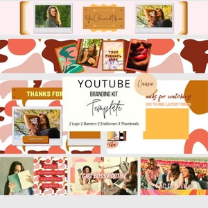 Girl Power YouTube Branding Kit Editable in Canva | Minimal Clean Branding | YouTube Banner, End Card, Logo, Video Thumbnail and Channel Art
