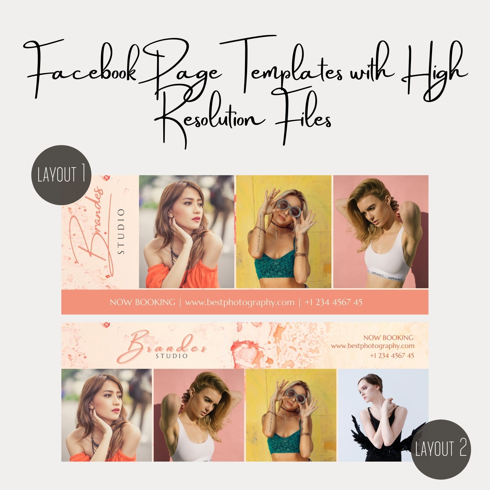 Modeling Photographer Facebook Cover Template: Photo Collage (canva) - Etsy