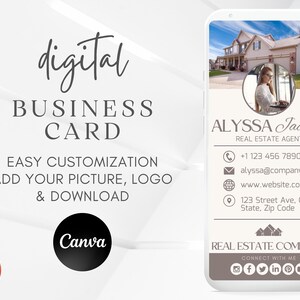 Realtor Digital Business Card Template, Real Estate Business Card Template, Digital Canva Business Card Template, Real Estate Template