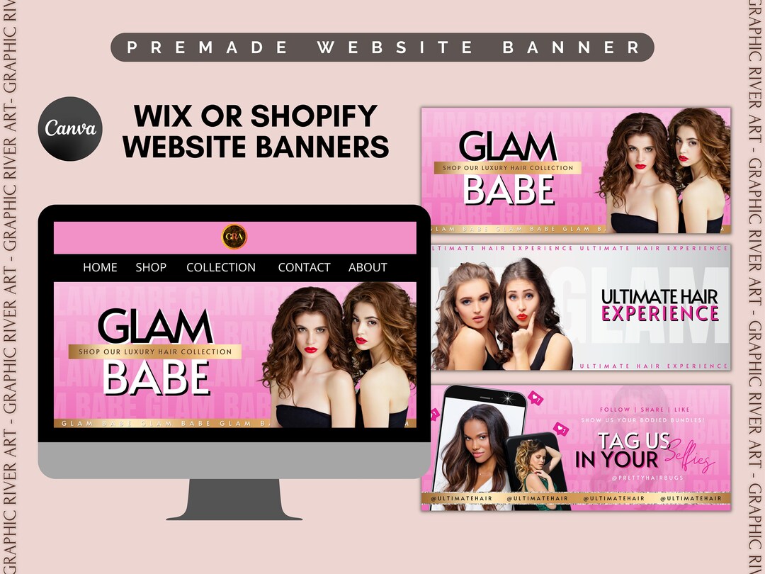 Glam Babe Website Banner Template: Shopify, Wix, Squarespace (canva ...