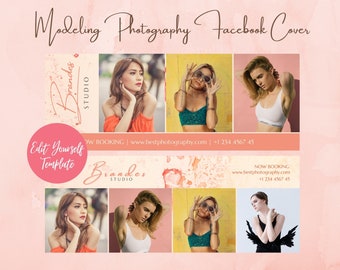 Modeling Photographer Facebook Cover Template: Photo Collage (Canva)