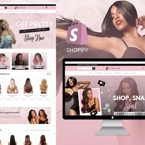 Get Pretty Hair Shopify Complete Store, Shopify Premade Hair Business Website, Hair, Wigs, Bundles, Frontals, Category and Slideshow Ecom