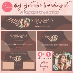 B-BROWN DIY YouTube Branding Kit Editable in Canva | YouTube Channel Art, Animated YouTube Intro & Outro, Logo | YouTube Channel Kit