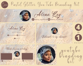 Pastell Glitzer YouTube Branding Kit: Canva Template