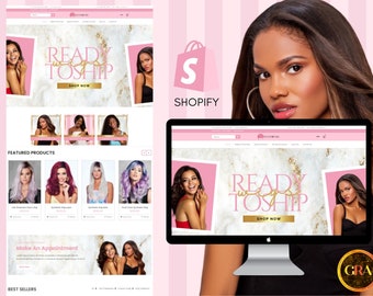 Premade Pink Marble Shopify Store: Hair Wig Business