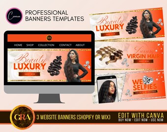 Luxury Beauty Website Banner Template: DIY Canva Web Slideshow (Digital Download)