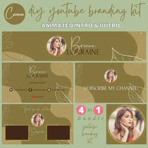 YouTube-brandingkit voor doe-het-zelvers bewerkbaar in canva | YouTube-kanaalkit | Geanimeerde YouTube-intro en outro | Kanaalafbeelding en YouTube-logo