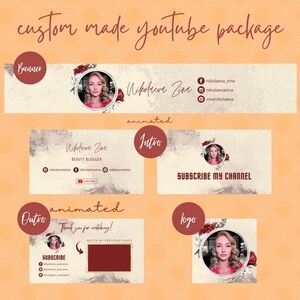 Op maat gemaakte YouTube-brandingkit voor bruiloft | Gepersonaliseerde YouTube | YouTube-kanaalafbeeldingen, geanimeerde intro en outro, YouTube-logo | ONTWERP A3