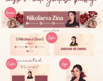 Flower Custom Made YouTube Branding Kit | Personalized YouTube | YouTube Channel Art, Animated Intro & Outro, YouTube Logo | DESIGN A5