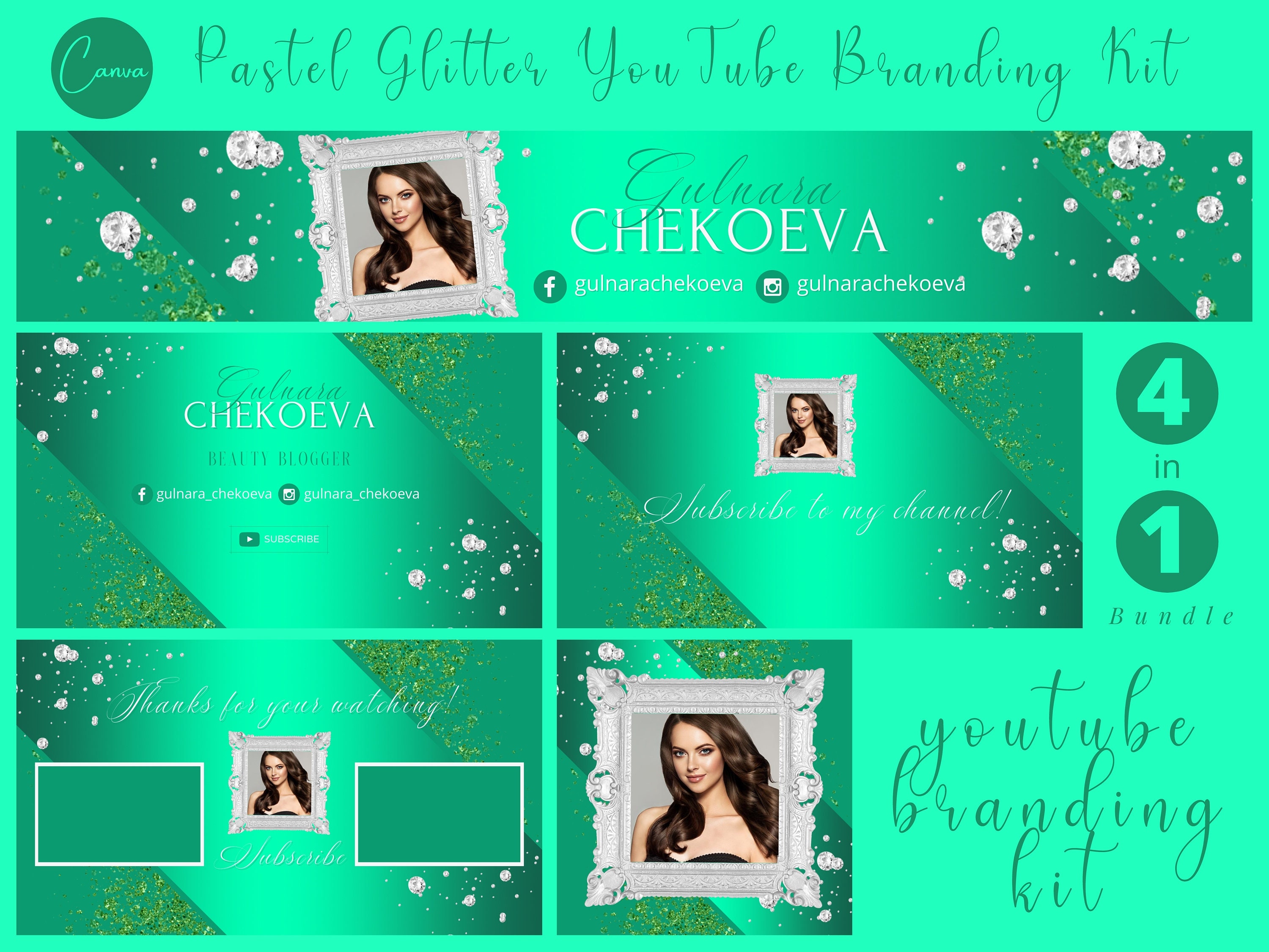 Shinny Green Youtube Branding Kit Youtube Channel Art Intro - Etsy Shinny Green Youtube Branding Kit Youtube Channel Art Intro - Etsy