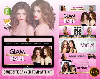 Plantillas de banners para sitios web de peluquería y belleza en Canva (descarga digital)