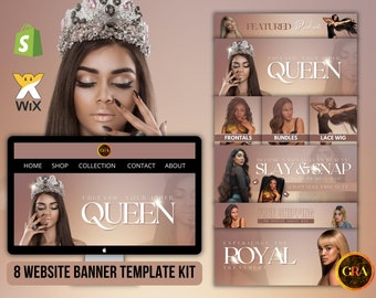 Queen Shopify, Wix or Square Banner Template, Website Template, Category, Header, and Slideshow Banner, Canva Premade Template