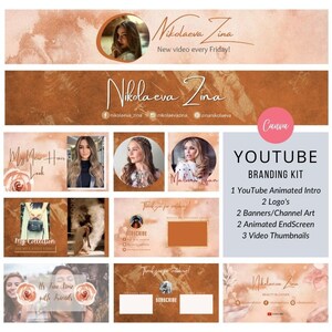 Brown YouTube Branding Kit: Minimalist Canva Templates