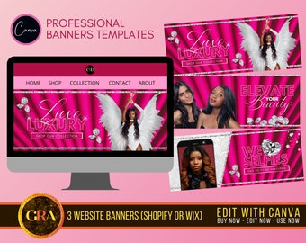 Pink Website Banner Template: Luxe Beauty Theme (Canva, Shopify, Wix)