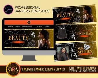 Plantilla de banner para sitio web de peluquería: Presentación editable en Canva (DIY)
