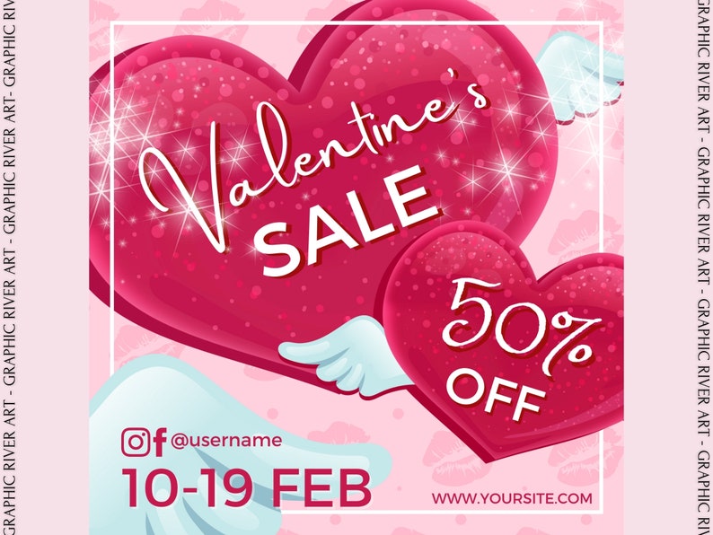 Valentine's Day Sale Flyer, Canva Template (digital Download) - Etsy