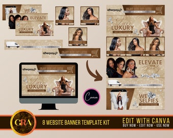 Hair Business Website Banner Template: DIY Canva Slideshow Header (Digital Download)