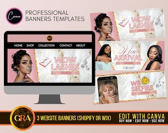 Plantilla de banner para sitio web de negocios de pestañas: Pestañas Pink Wow, diseño web de Canva DIY