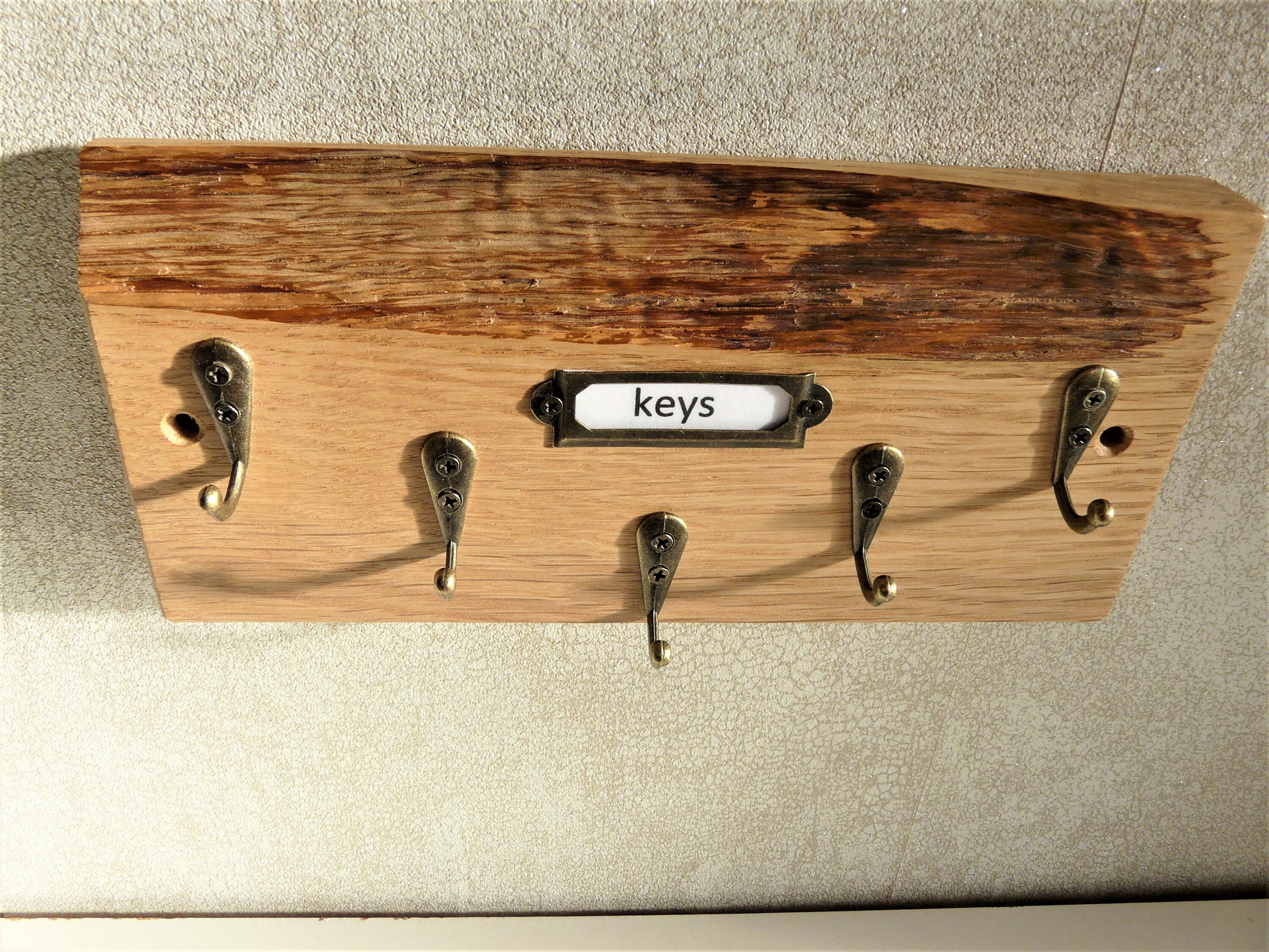Rustic natural solid oak key rack wonderful piece unique only Etsy