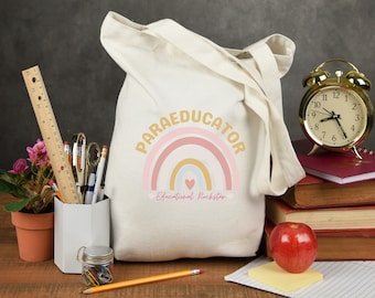 Paraeducator Canvas Tote Bag, Paraprofessional Tote Bag, Educational Rockstar, Paraeducator Gift, Paraprofessional Gift, Teacher Tote
