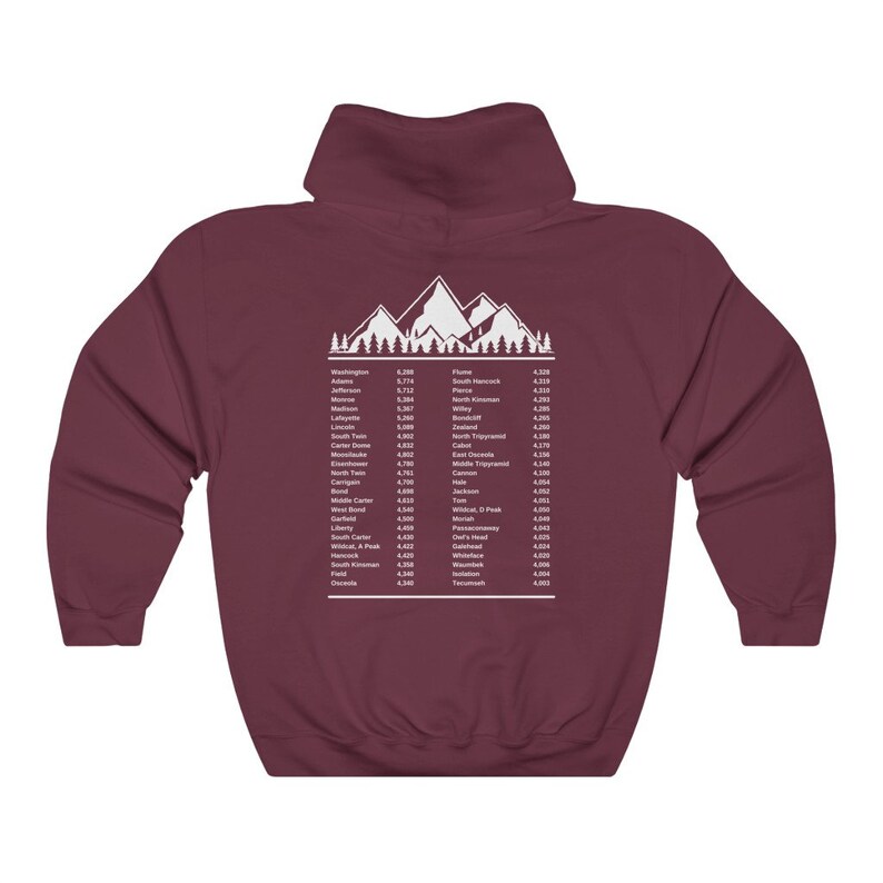 4000 Footer Club White Mountains New Hampshire hooded sweater, Hike the Whites, NH unisex hoodie, New Hampshire Gift, Granite State afbeelding 3