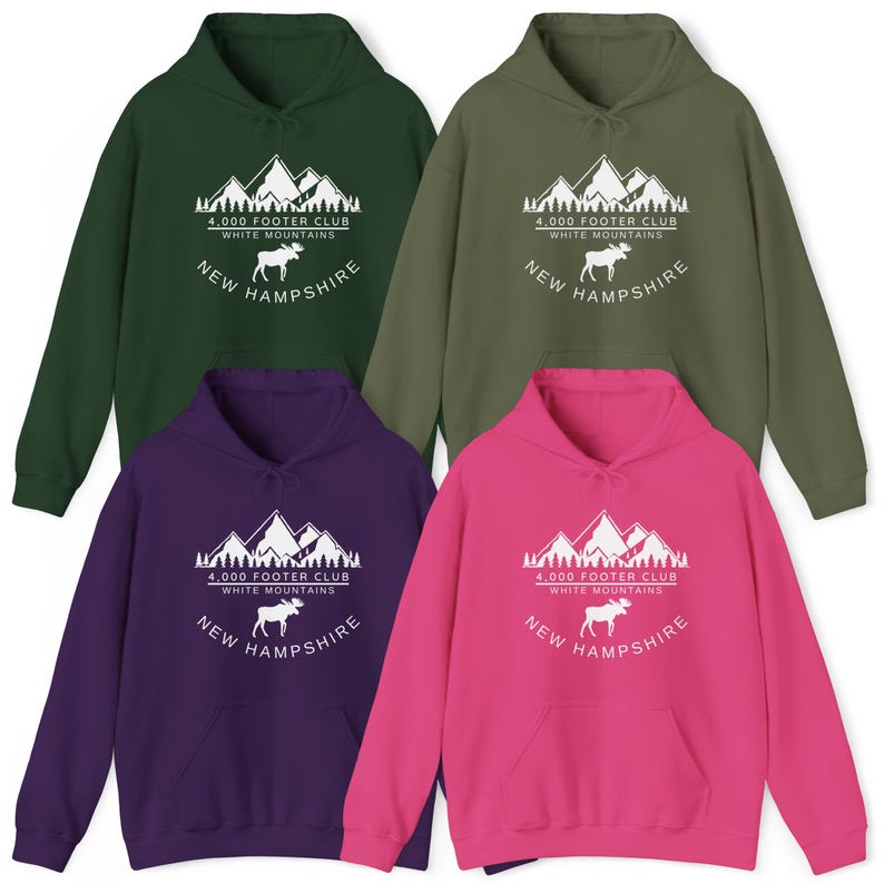 4000 Footer Club White Mountains New Hampshire hooded sweater, Hike the Whites, NH unisex hoodie, New Hampshire Gift, Granite State afbeelding 5