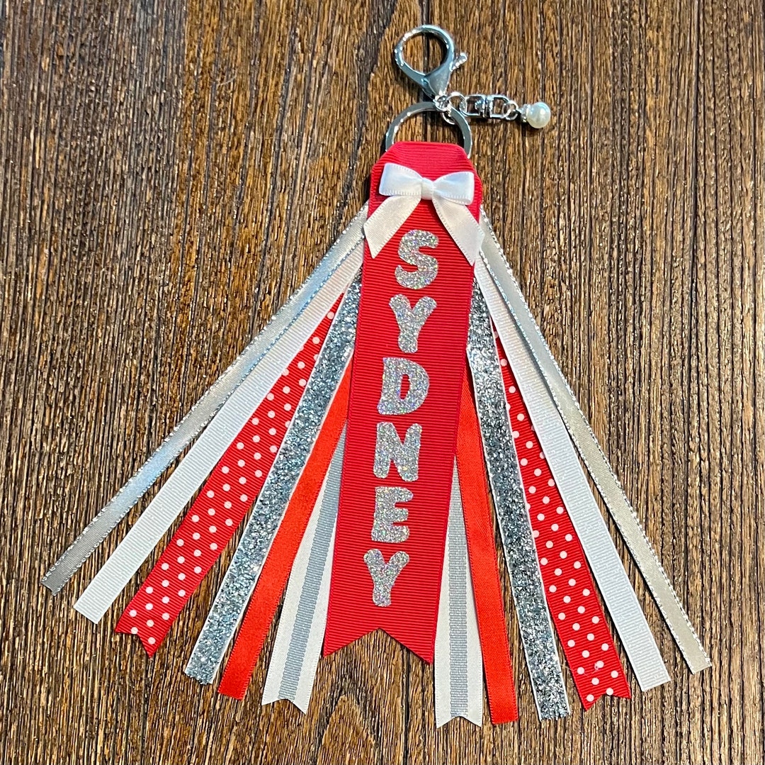 Personalized RIBBON KEYCHAIN Bag Tassel - Name Key Ring/tag/zipper Pull ...