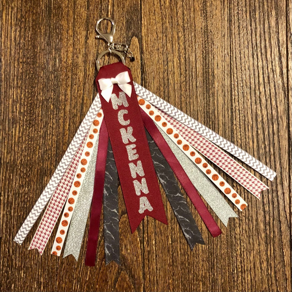 Personalized RIBBON KEYCHAIN name key ring/bag tag/zipper Etsy