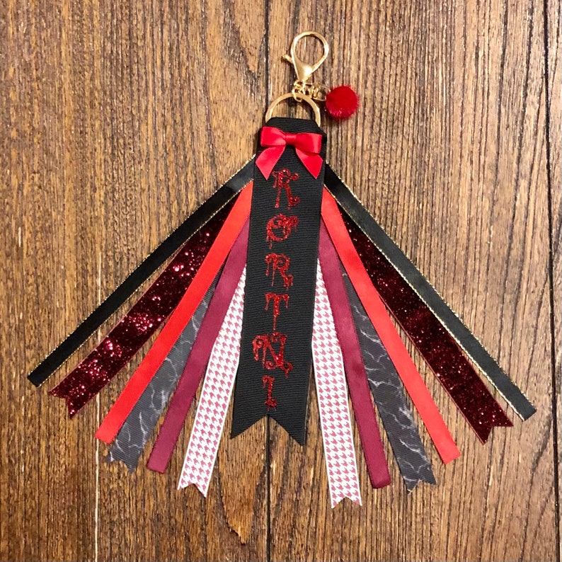 Personalized RIBBON KEYCHAIN name key ring/bag tag/zipper Etsy